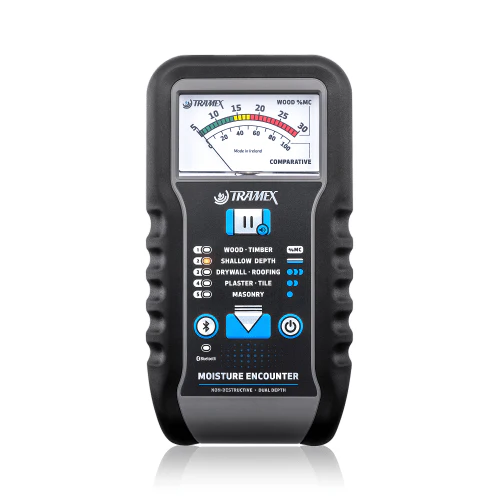 Tramex moisture meter used during a Gold Coast building inspection to check for elevated moisture linked to poor site drainage